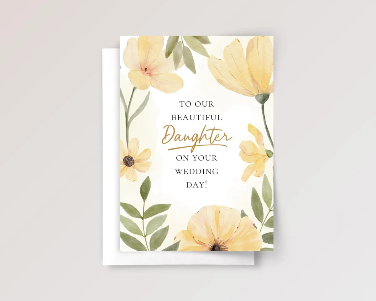 Yellow Floral Wedding Card for Daughter