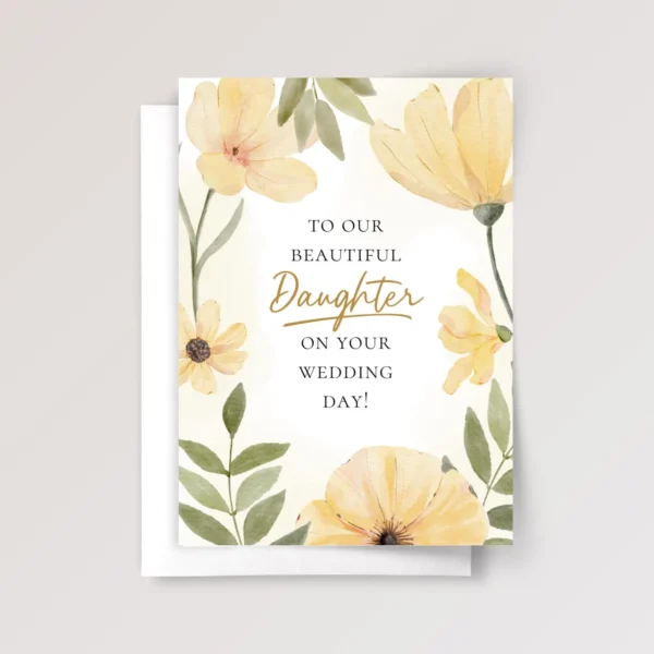 Yellow Floral Wedding Card for Daughter