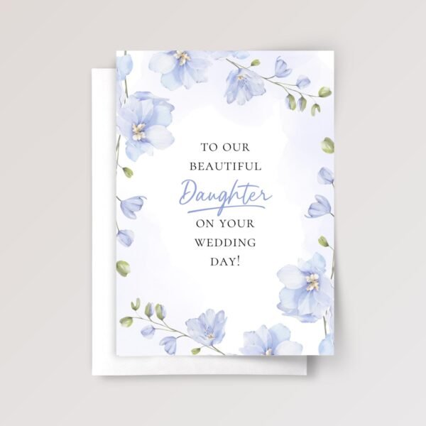 Floral Wedding Card for Daughter with Blue Delphiniums