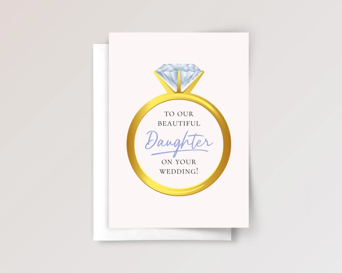 Wedding Card for Daughter with Diamond Ring