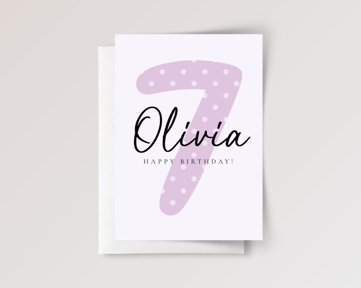 7th Birthday Card for Boy/Girl Turning Seven