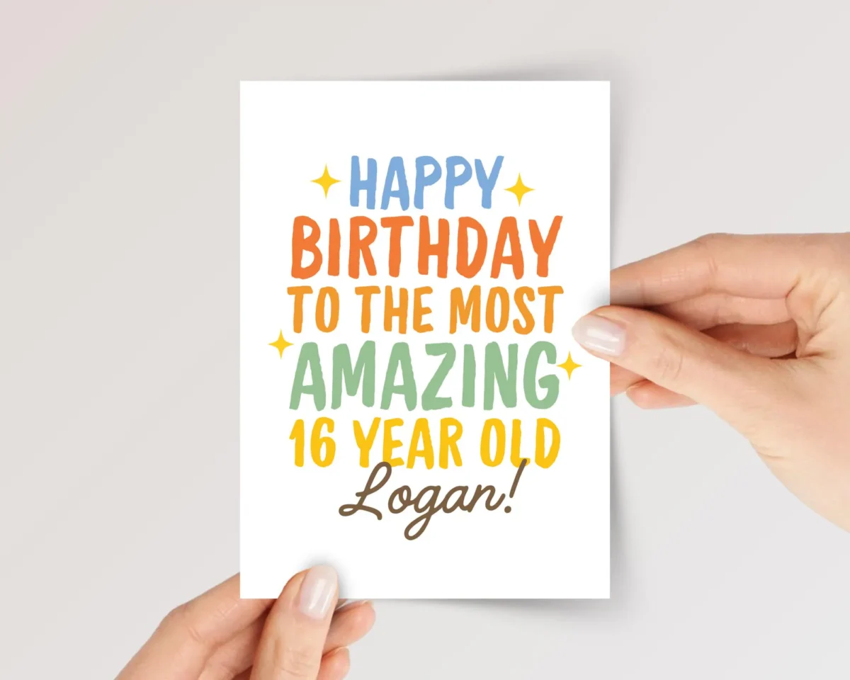 Personalized 16th Birthday Card for Teen Boy or Girl