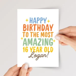 Personalized 16th Birthday Card for Teen Boy or Girl