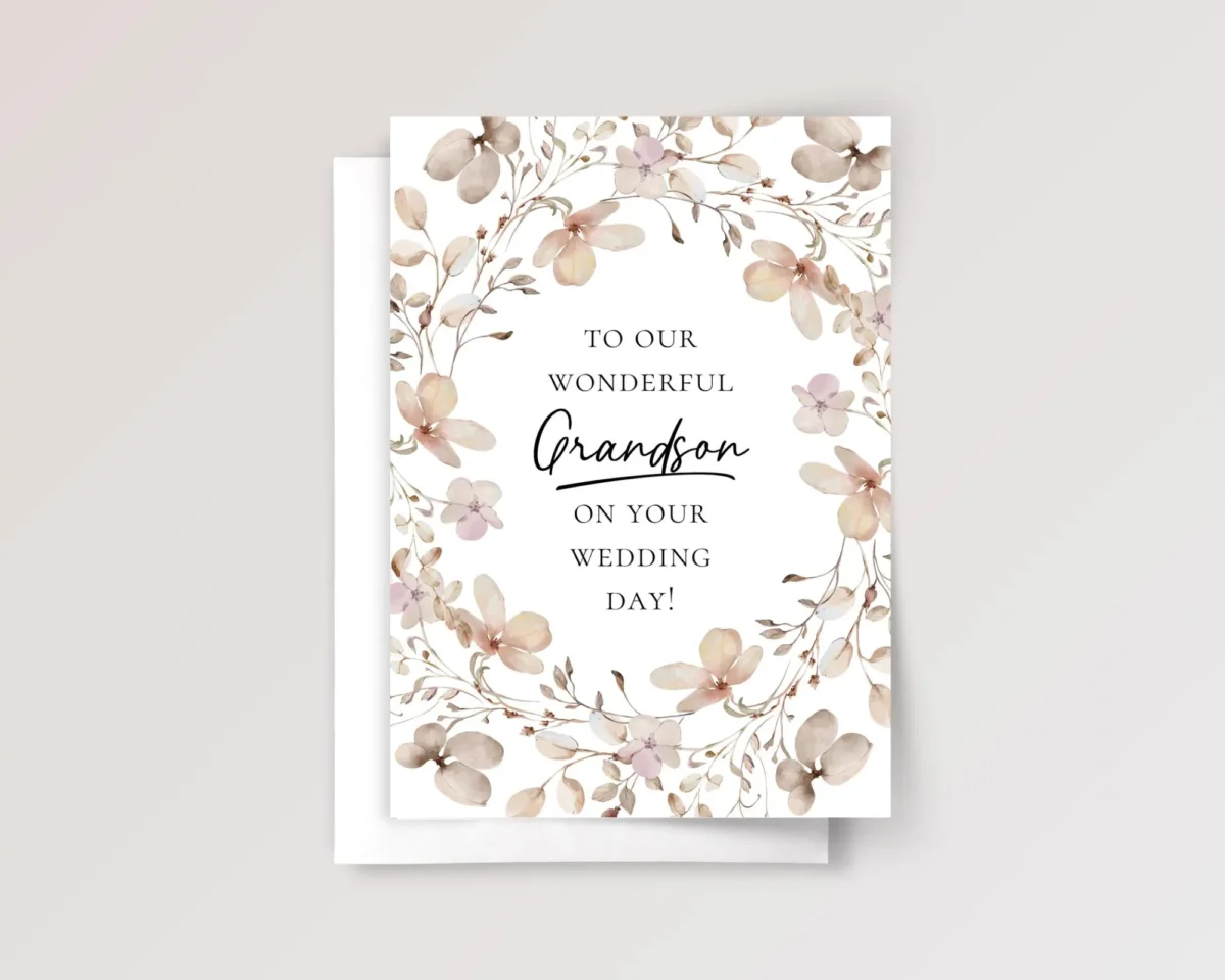 Wedding Card for Grandson with Dried Flowers