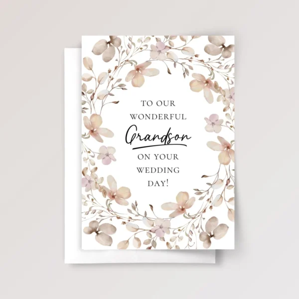 Wedding Card for Grandson with Dried Flowers