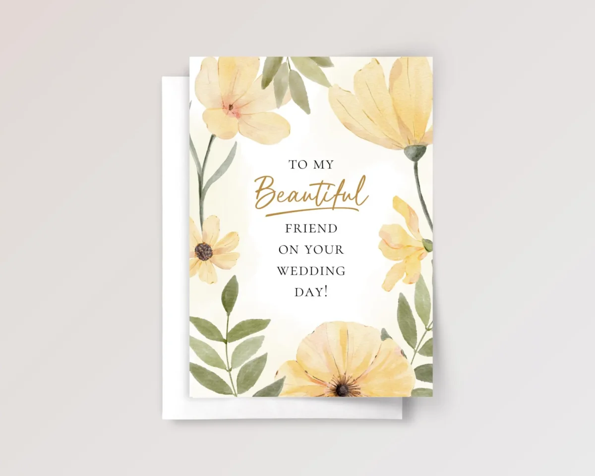 Wedding Card for Friend Yellow Flowers