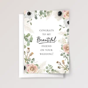 Floral Wedding Card for Friend with Eucalyptus