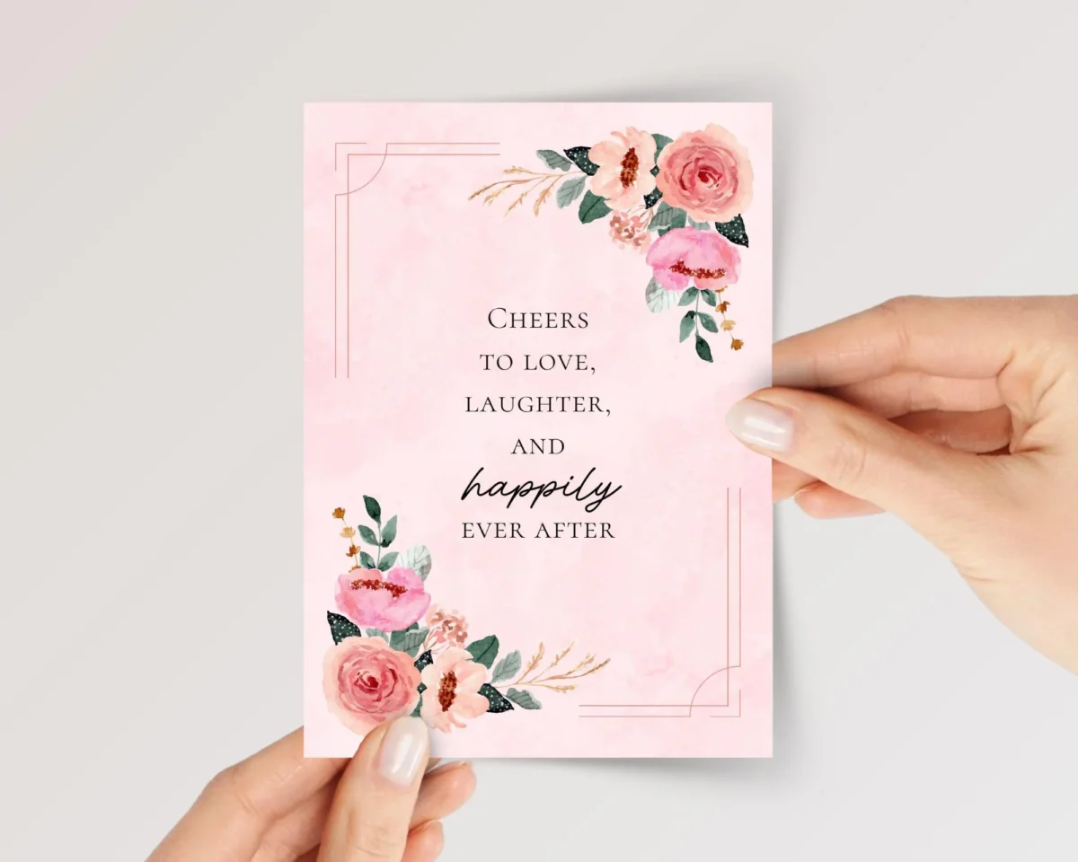 Pink Rose Wedding Card for Couple, Son/Daughter in Law | Happily Ever After