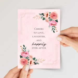 Pink Rose Wedding Card for Couple, Son/Daughter in Law | Happily Ever After