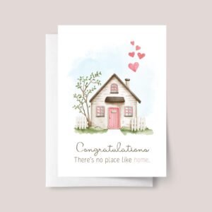 Personalized Housewarming Card for New Homeowners with Pink Cottage