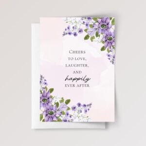 Purple Floral Wedding Card for Couple, Son/Daughter in Law | Happily Ever After
