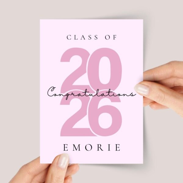 Pink Graduation Card for Class of 2026 | Graduation Gift for Girl