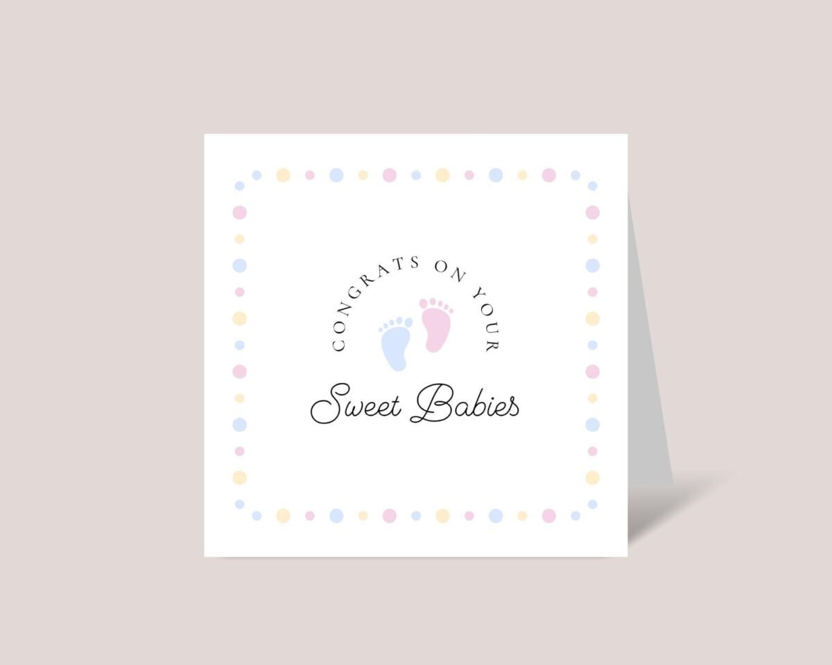Twin Baby Shower Card for Newborn Boy and Girl, Gift for Expecting Parents Twin Baby Shower Card for Newborn Boy and Girl, Gift for Expecting Parents