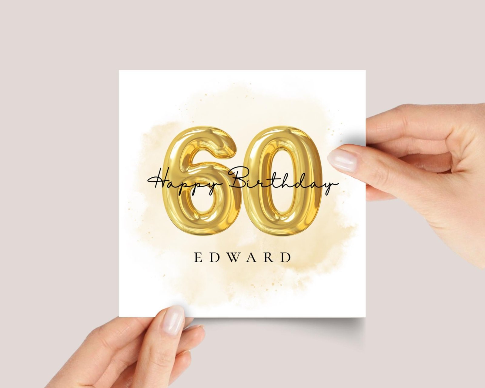 60th Birthday Card with Rose Gold Balloons