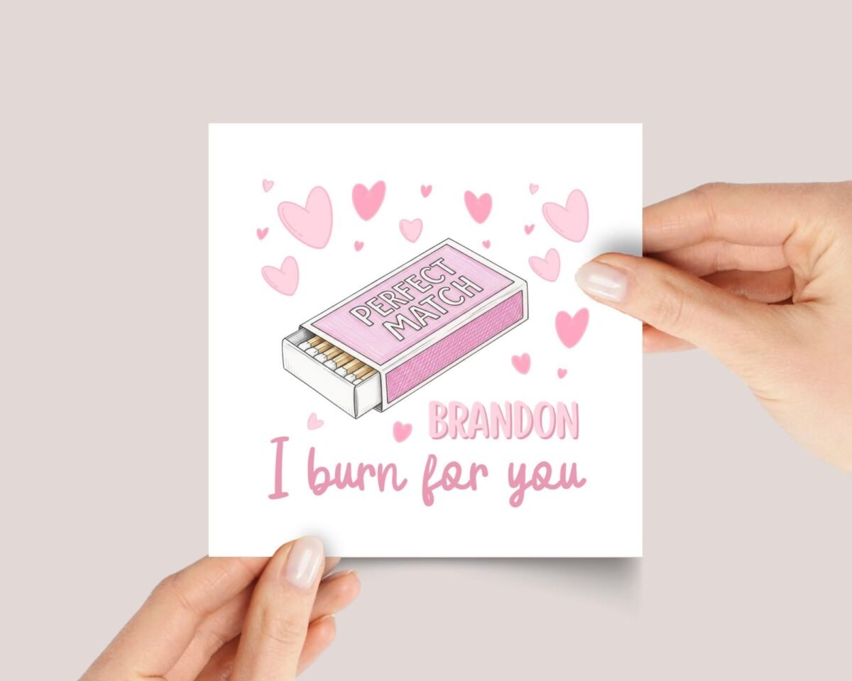 Personalized Anniversary Card for Husband/Wife with Pink Matchbox