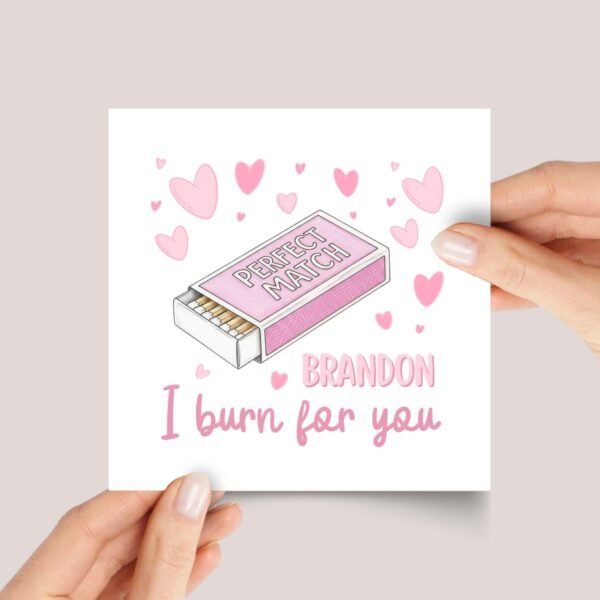 Personalized Anniversary Card for Husband/Wife with Pink Matchbox