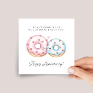 Cute Anniversary Card for Wife with Kissing Donuts