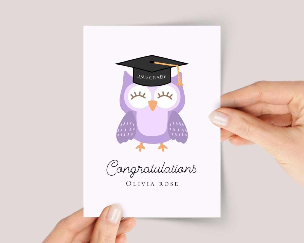 Any Grade, Graduation Card for School | Purple Owl