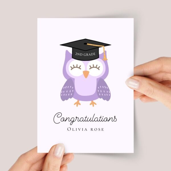 Any Grade, Graduation Card for School | Purple Owl