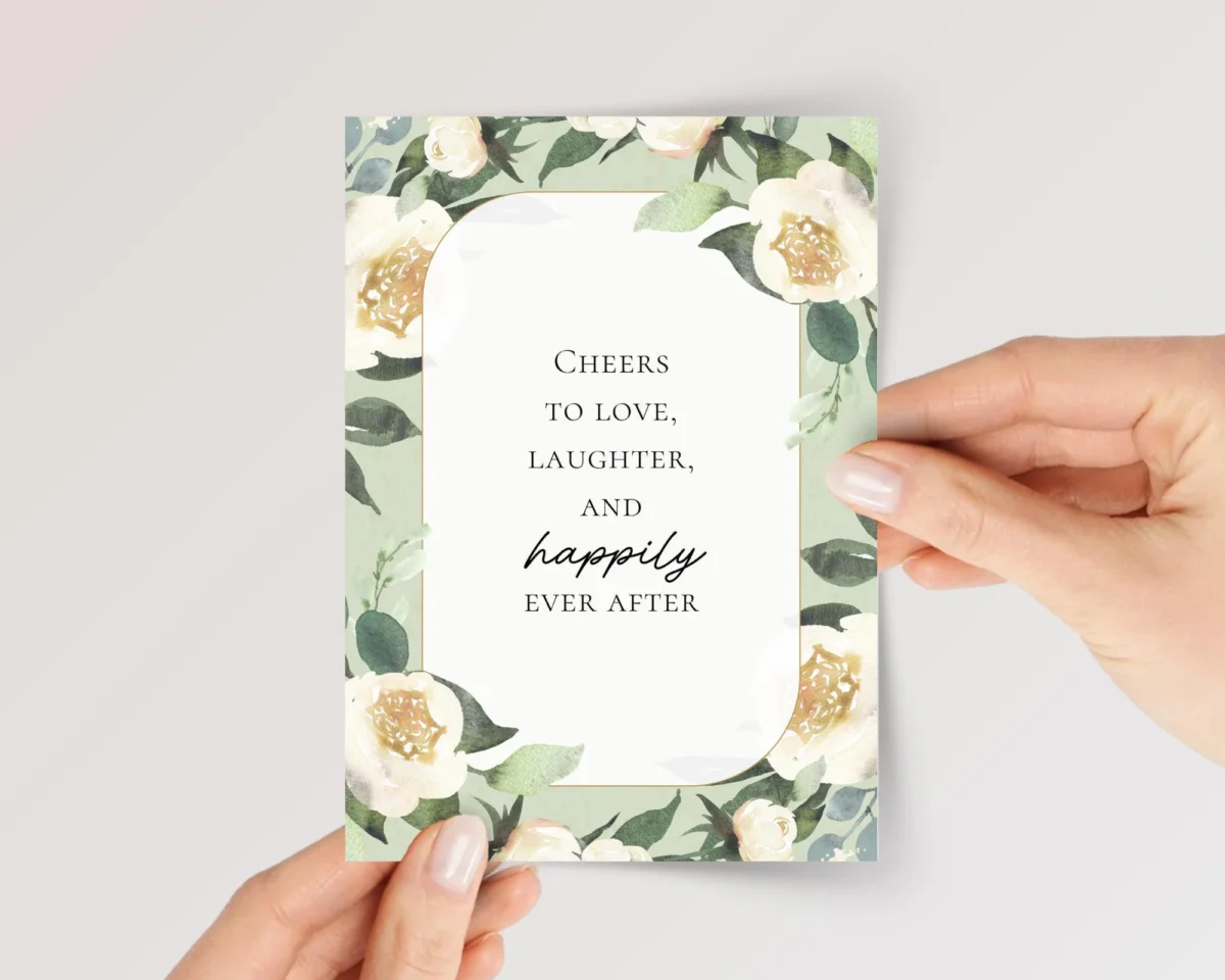 Green Floral Wedding Card for Couple, Son/Daughter in Law | Happily Ever After