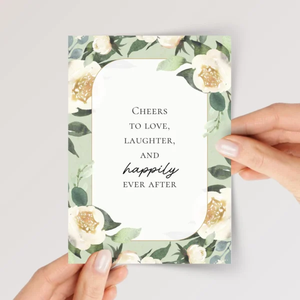 Green Floral Wedding Card for Couple, Son/Daughter in Law | Happily Ever After