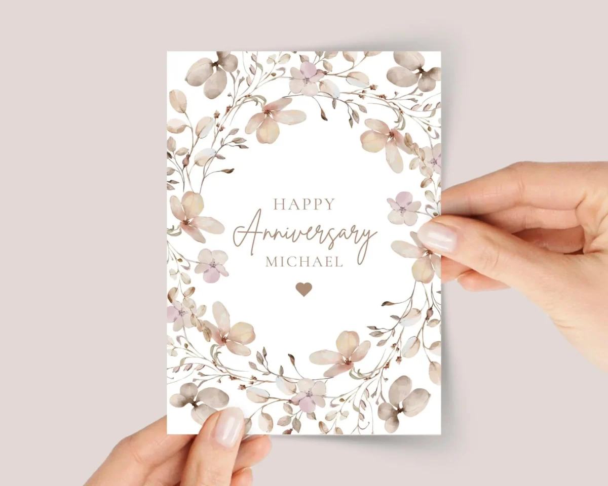 Personalized Anniversary Card for Husband/Wife | Fall Florals