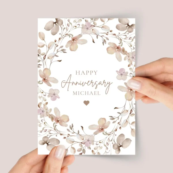 Personalized Anniversary Card for Husband/Wife | Fall Florals