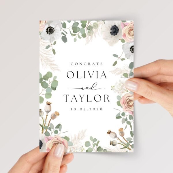 Custom Wedding Card for Couple, Son/Daughter in Law | Eucalyptus and Roses - Image 1 Custom Wedding Card for Couple, Son/Daughter in Law | Eucalyptus and Roses