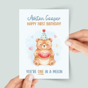 Personalized First Birthday Card for Baby Boy/Girl: One in a Melon Personalized First Birthday Card for Baby Boy/Girl: One in a Melon