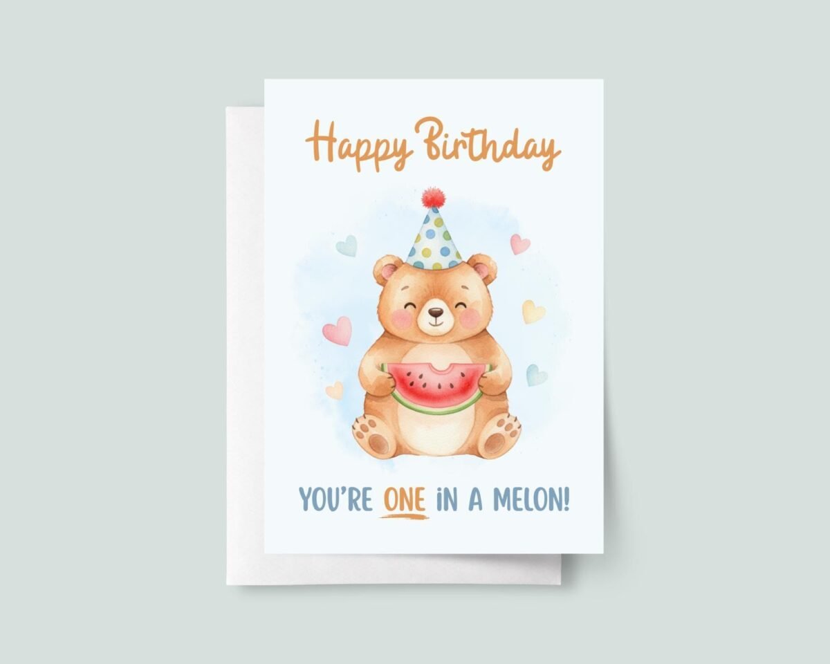 Personalized First Birthday Card for Baby Boy/Girl: One in a Melon Personalized First Birthday Card for Baby Boy/Girl: One in a Melon