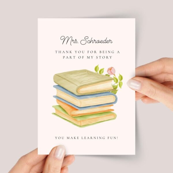 Personalized Thank You Card for Teacher | Reading Books