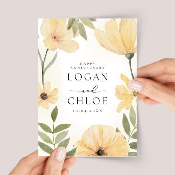 Personalized Anniversary Card For Daughter/Son in Law with Yellow Flowers