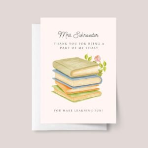 Personalized Thank You Card for Teacher | Reading Books - Image 2 Personalized Thank You Card for Teacher | Reading Books
