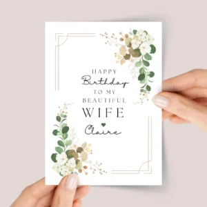 Birthday Card for Wife with Elegant Eucalyptus and Roses
