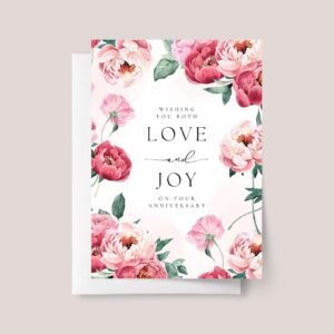 Anniversary Card for Couple, Daughter and Son in Law - Pink Peonies