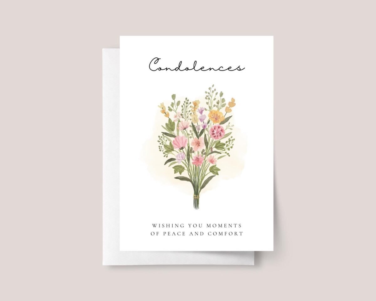 Personalized Sympathy Card with Flower Bouquet for Loss & Grieving