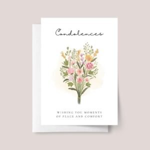 Personalized Sympathy Card with Flower Bouquet for Loss & Grieving