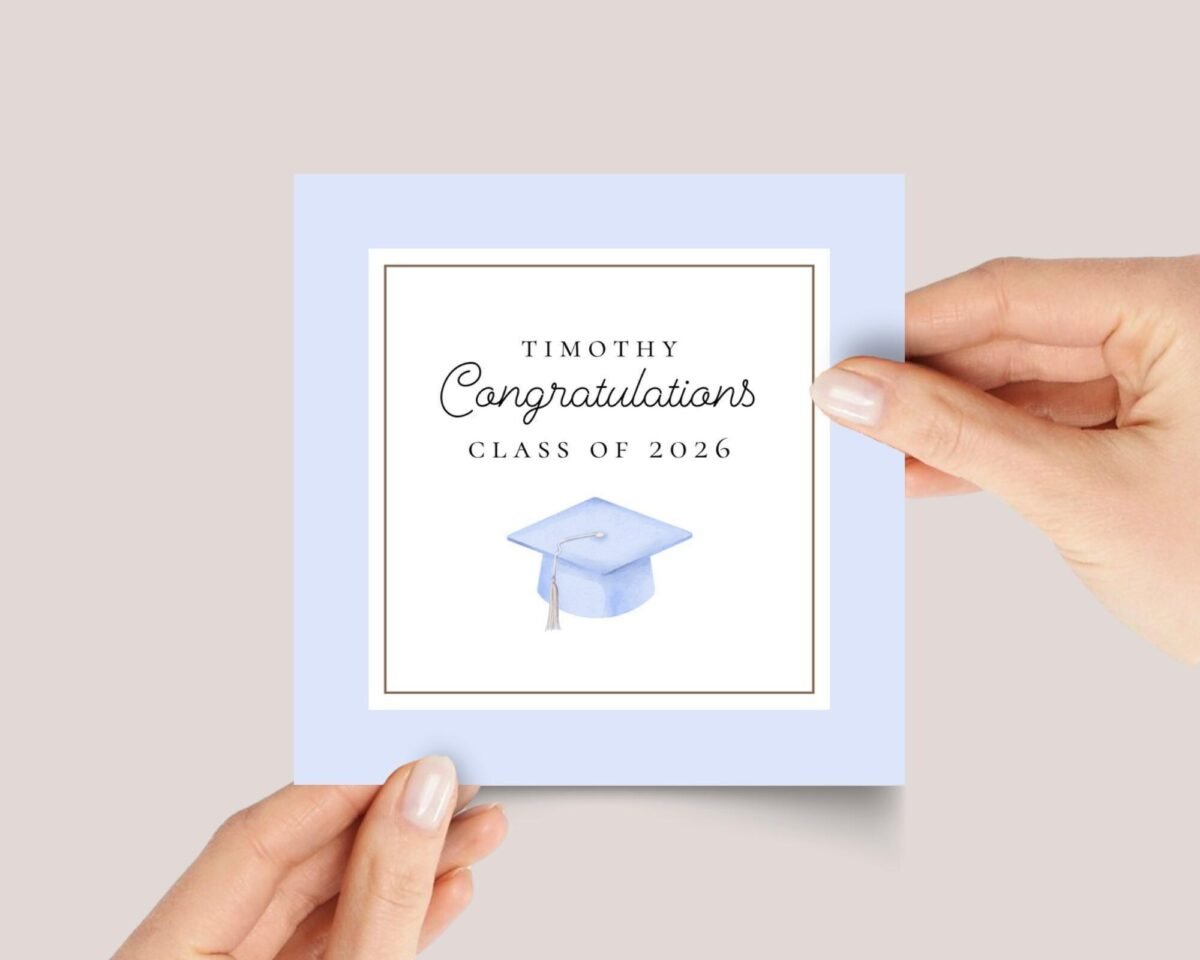 Personalized 2026 Graduation Card for Boy with Blue Cap