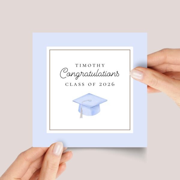 Personalized 2026 Graduation Card for Boy with Blue Cap