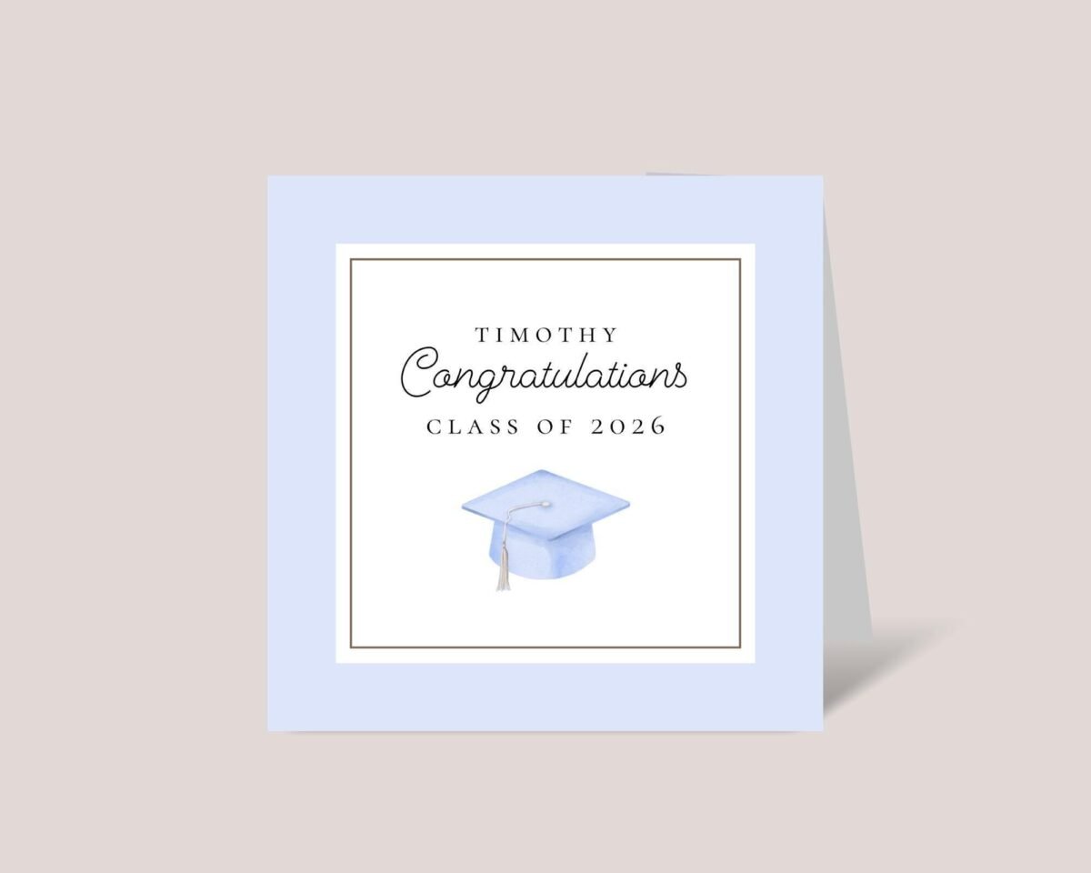 Personalized 2026 Graduation Card for Boy with Blue Cap