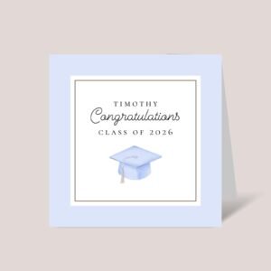 Personalized 2026 Graduation Card for Boy with Blue Cap