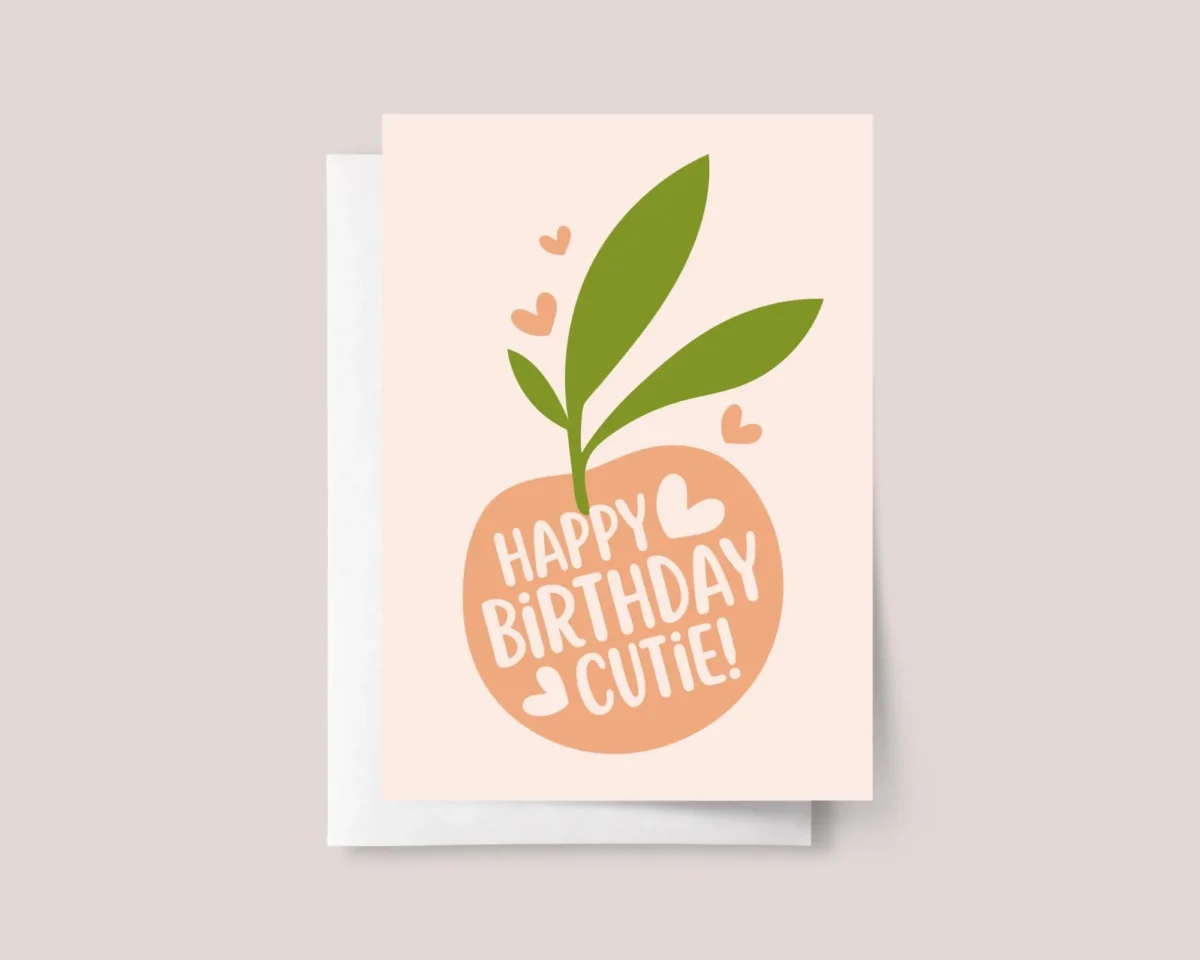 Orange Birthday Card with Cutie Clementine Fruit