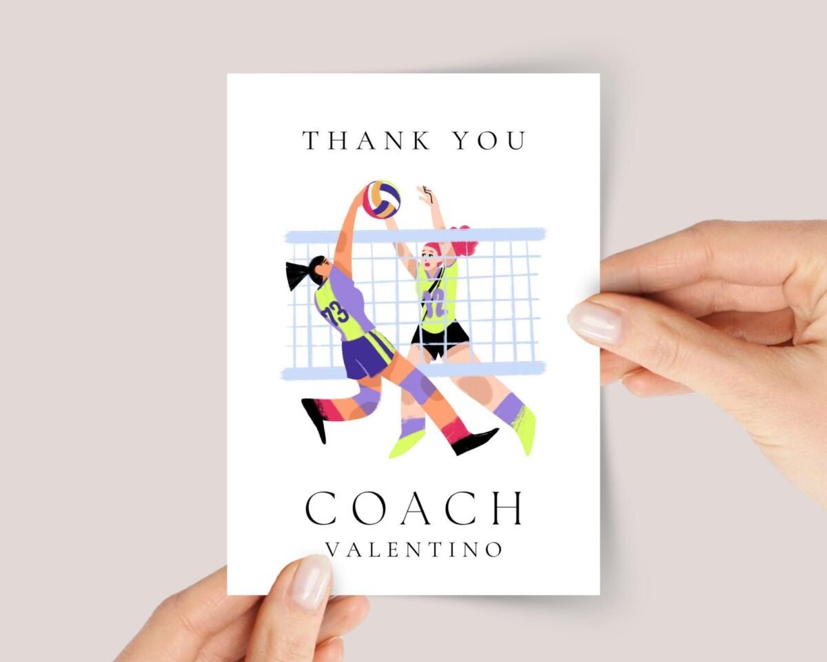Personalized Thank You Card for Volleyball Coach
