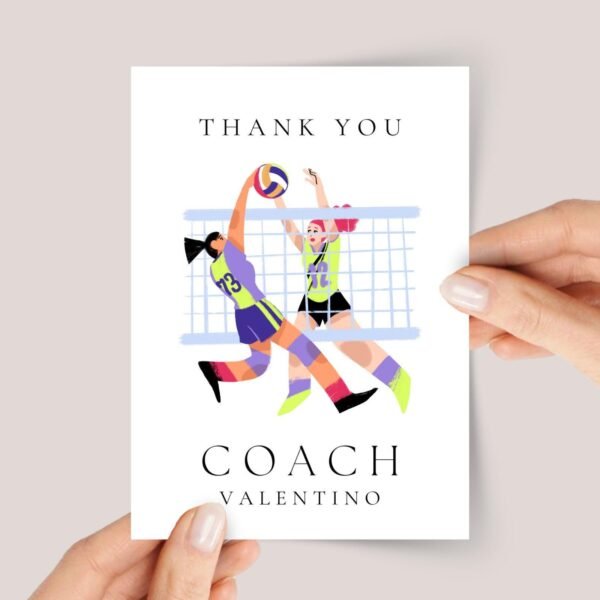 Personalized Thank You Card for Volleyball Coach - Image 1 Personalized Thank You Card for Volleyball Coach