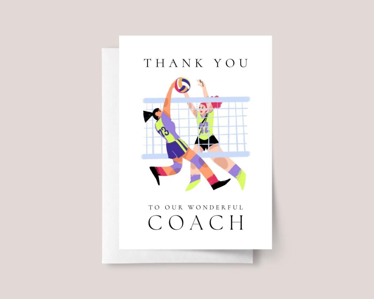 Personalized Thank You Card for Volleyball Coach