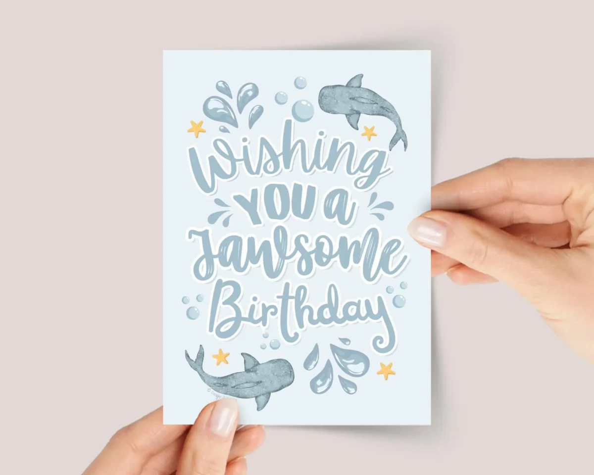 Jawsome Shark Birthday Card in Blue