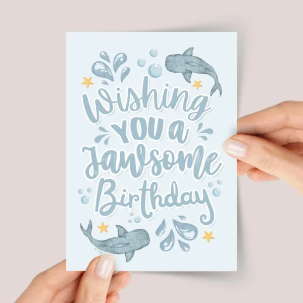 Jawsome Shark Birthday Card in Blue