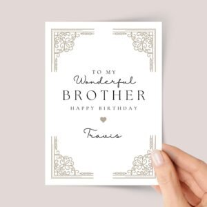 Personalized Birthday Card for Brother/In Law with Gold Accents