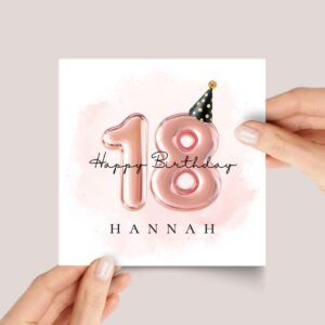 Personalized 18th Birthday Card with Gold Number Balloons for Teen Adult - Image 2 Personalized 18th Birthday Card with Gold Number Balloons for Teen Adult