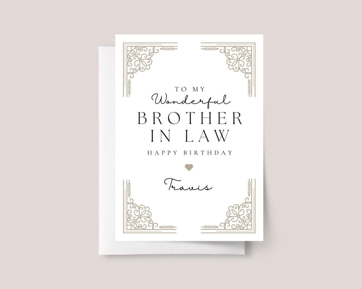 Personalized Birthday Card for Brother/In Law with Gold Accents